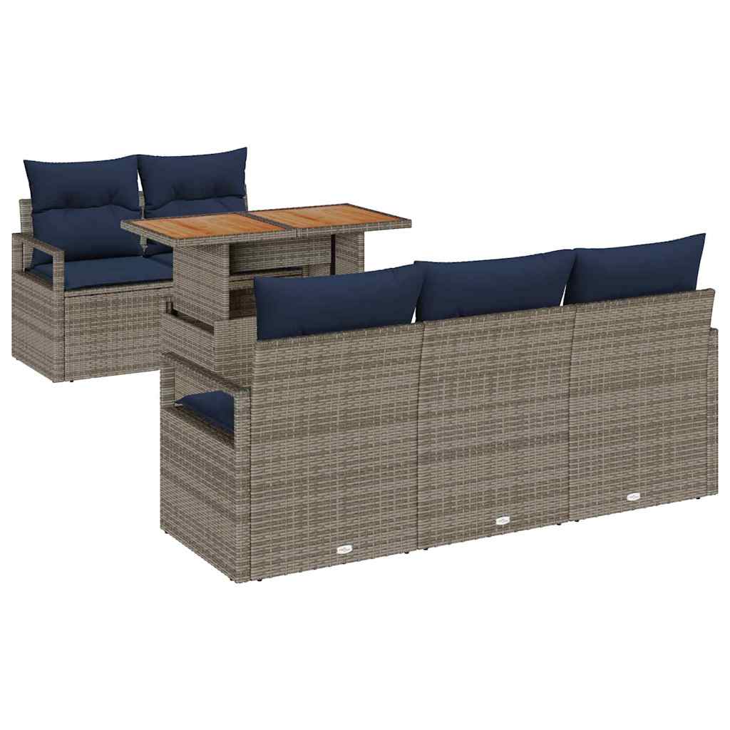 Tuin Sofa Set 6 st 5-Aantal zitplaatsen grijs en marineblauw