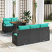 Tuin Sofa Set 6 st 5-Aantal zitplaatsen Zwart en blauw