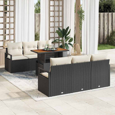 Tuin Sofa Set 7 st 6-Aantal zitplaatsen Zwart en crème
