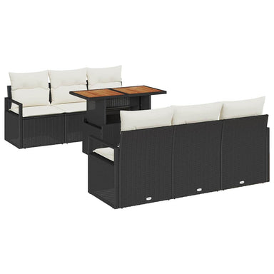 Tuin Sofa Set 7 st 6-Aantal zitplaatsen Zwart en crème