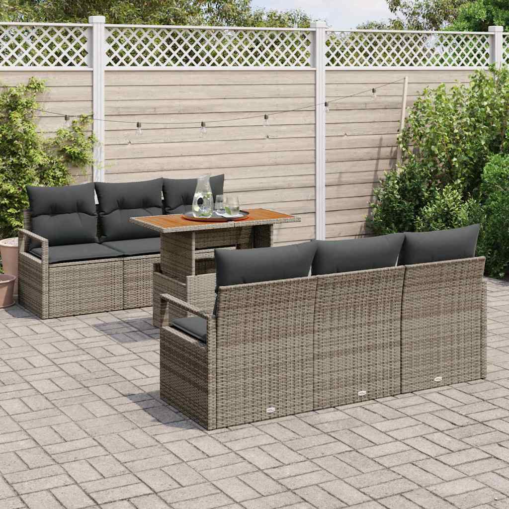 Tuin Sofa Set 7 st 6-Aantal zitplaatsen Grijs