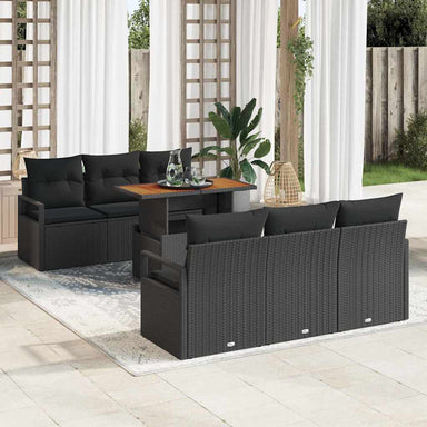 Tuin Sofa Set 7 st 6-Aantal zitplaatsen Zwart