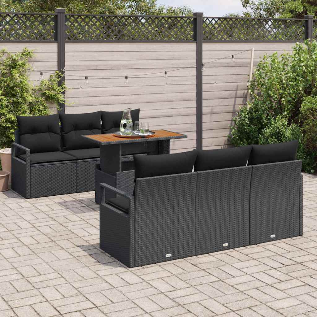 Tuin Sofa Set 7 st 6-Aantal zitplaatsen Zwart
