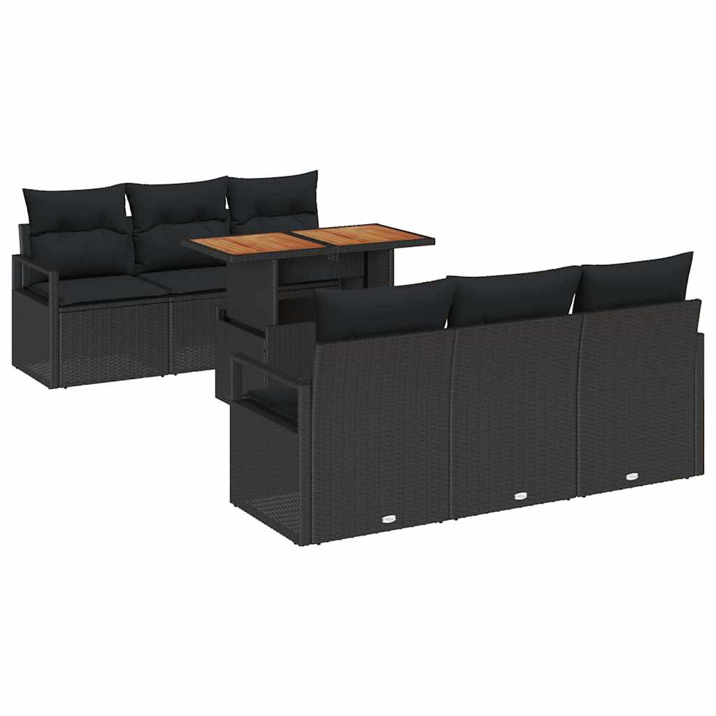 Tuin Sofa Set 7 st 6-Aantal zitplaatsen Zwart