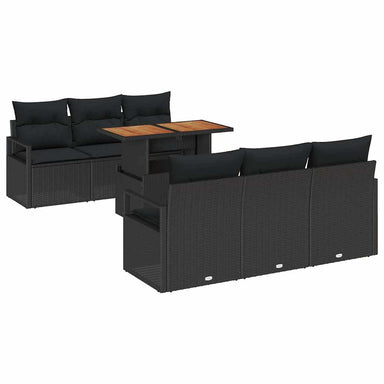 Tuin Sofa Set 7 st 6-Aantal zitplaatsen Zwart