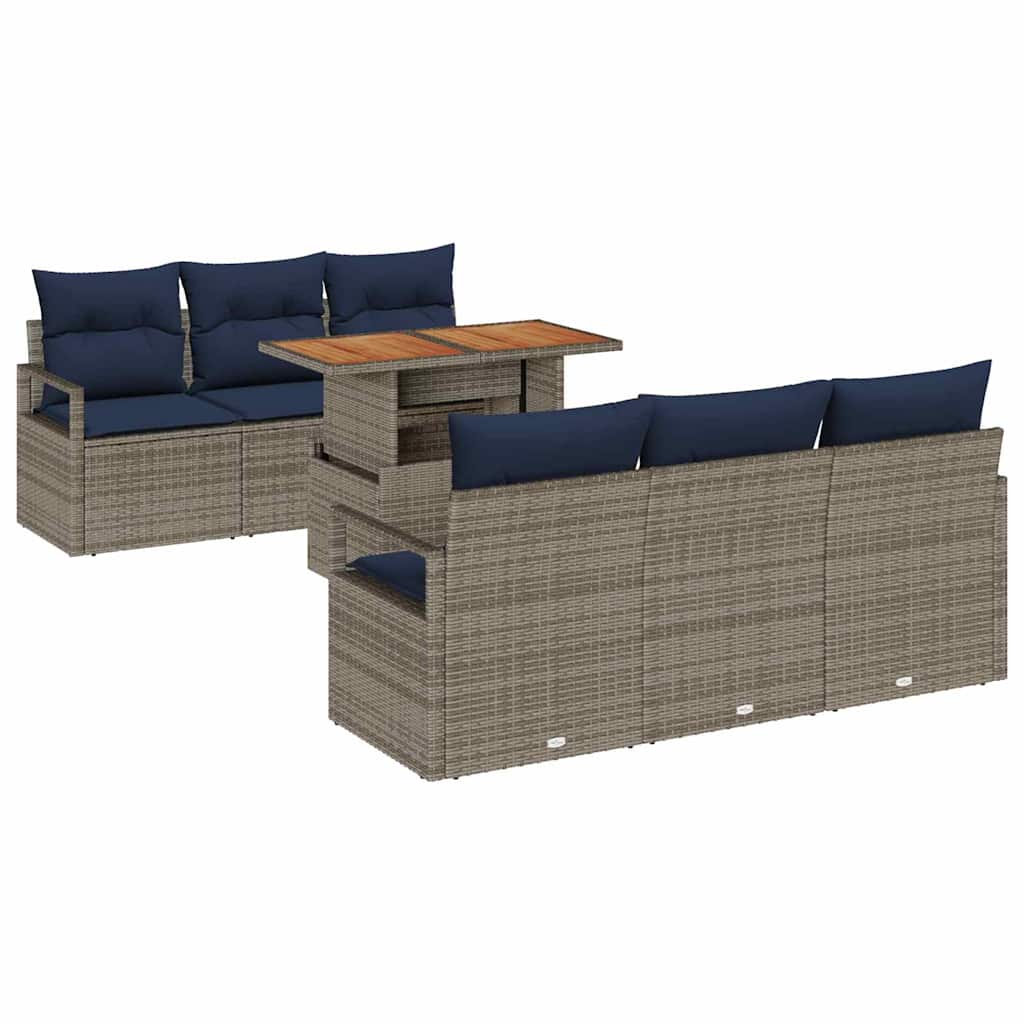 Tuin Sofa Set 7 st 6-Aantal zitplaatsen grijs en marineblauw
