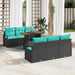 Tuin Sofa Set 7 st 6-Aantal zitplaatsen Zwart en blauw