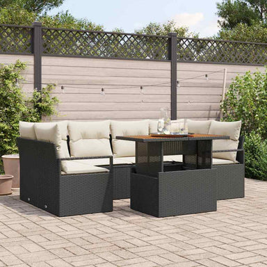 Tuin Sofa Set 7 st 6-Aantal zitplaatsen Zwart en crème