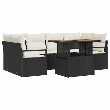 Tuin Sofa Set 7 st 6-Aantal zitplaatsen Zwart en crème