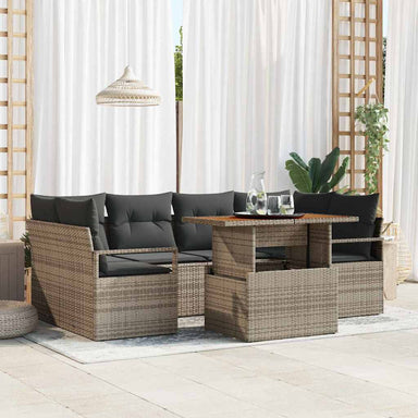 Tuin Sofa Set 7 st 6-Aantal zitplaatsen Grijs