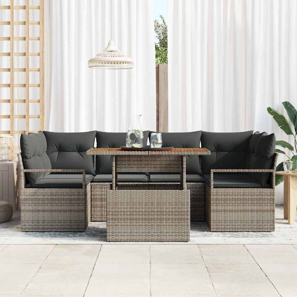 Tuin Sofa Set 7 st 6-Aantal zitplaatsen Grijs