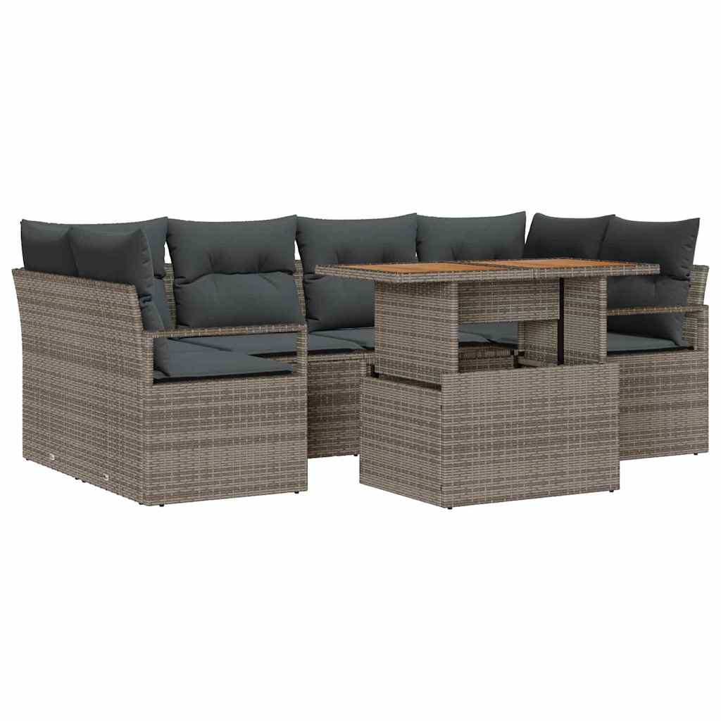 Tuin Sofa Set 7 st 6-Aantal zitplaatsen Grijs