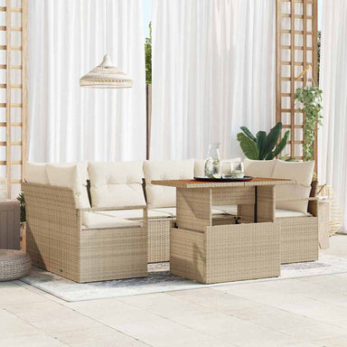 Tuin Sofa Set 7 st 6-Aantal zitplaatsen beige en crèmekleurig