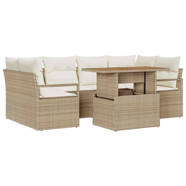 Tuin Sofa Set 7 st 6-Aantal zitplaatsen beige en crèmekleurig