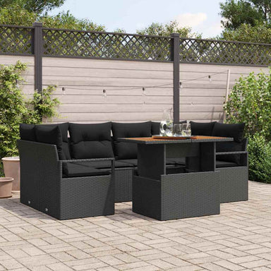 Tuin Sofa Set 7 st 6-Aantal zitplaatsen Zwart