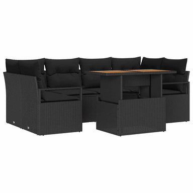Tuin Sofa Set 7 st 6-Aantal zitplaatsen Zwart