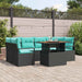Tuin Sofa Set 7 st 6-Aantal zitplaatsen Zwart en blauw