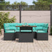 Tuin Sofa Set 7 st 6-Aantal zitplaatsen Zwart en blauw