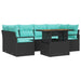 Tuin Sofa Set 7 st 6-Aantal zitplaatsen Zwart en blauw