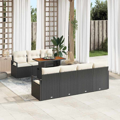 Tuin Sofa Set 8 st 7-Aantal zitplaatsen Zwart en Crème