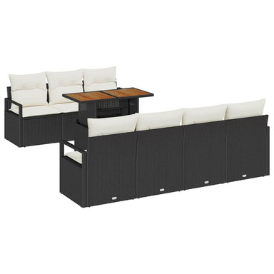 Tuin Sofa Set 8 st 7-Aantal zitplaatsen Zwart en Crème