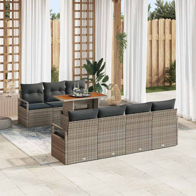 Tuin Sofa Set 8 st 7-Aantal zitplaatsen Grijs en Bruin