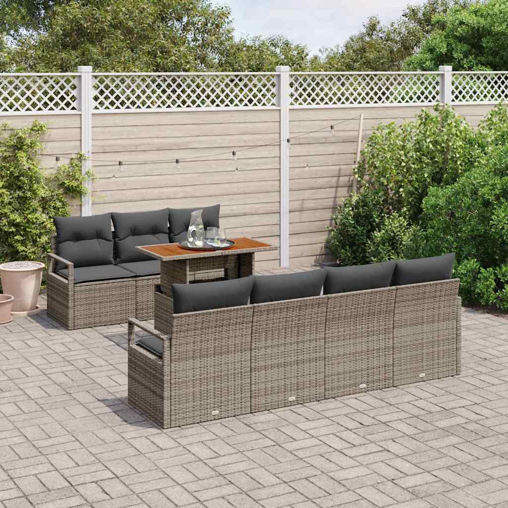 Tuin Sofa Set 8 st 7-Aantal zitplaatsen Grijs en Bruin