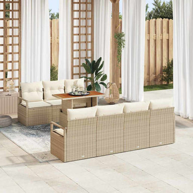 Tuin Sofa Set 8 st 7-Aantal zitplaatsen Beige en Crème