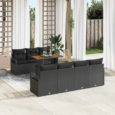 Tuin Sofa Set 8 st 7-Aantal zitplaatsen Zwart en Bruin