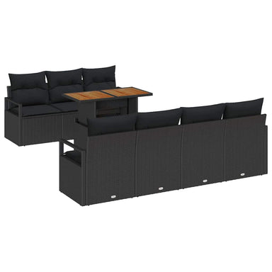 Tuin Sofa Set 8 st 7-Aantal zitplaatsen Zwart en Bruin