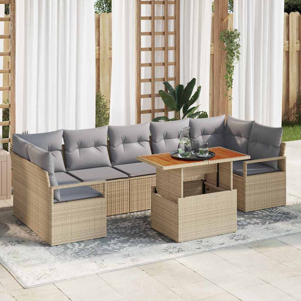 Tuin Sofa Set 8 st 7-Aantal zitplaatsen Beige en Grijs