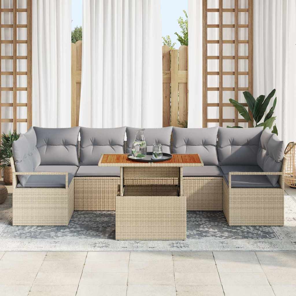 Tuin Sofa Set 8 st 7-Aantal zitplaatsen Beige en Grijs