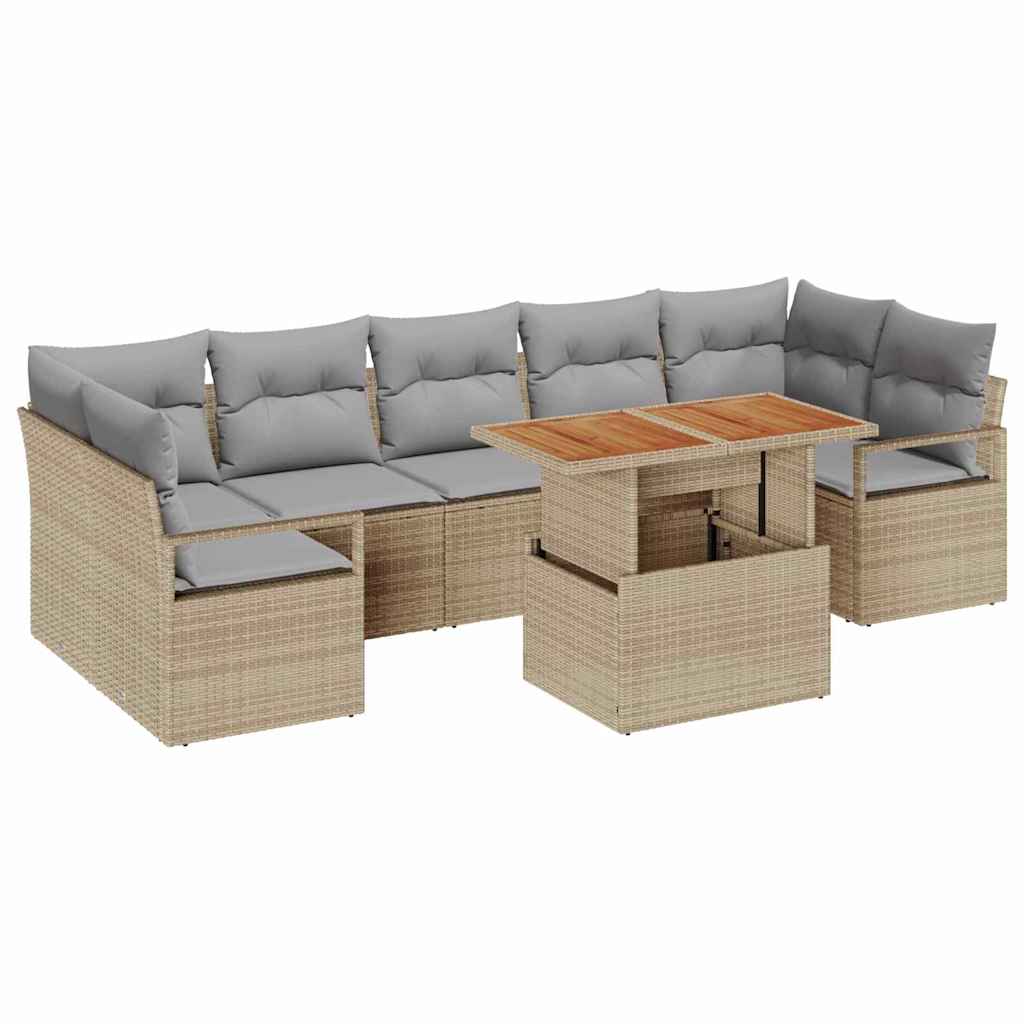 Tuin Sofa Set 8 st 7-Aantal zitplaatsen Beige en Grijs