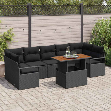 Tuin Sofa Set 8 st 7-Aantal zitplaatsen Zwart en Bruin