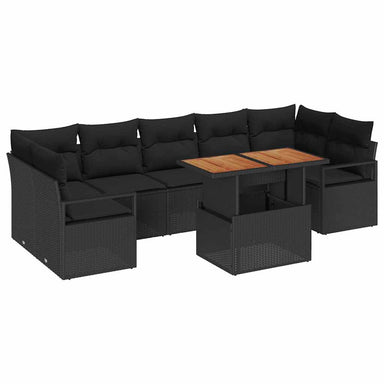 Tuin Sofa Set 8 st 7-Aantal zitplaatsen Zwart en Bruin