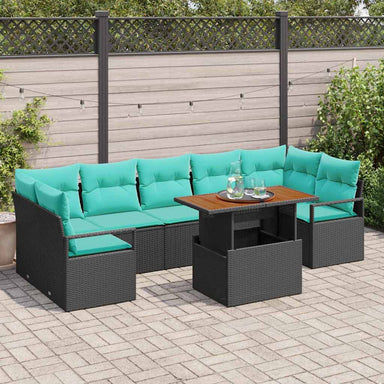 Tuinbankenset 8 st 7-Aantal zitplaatsen Zwart en Teal