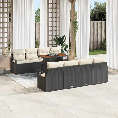 Tuin Sofa Set 9 st 8-Aantal zitplaatsen Zwart en Crème
