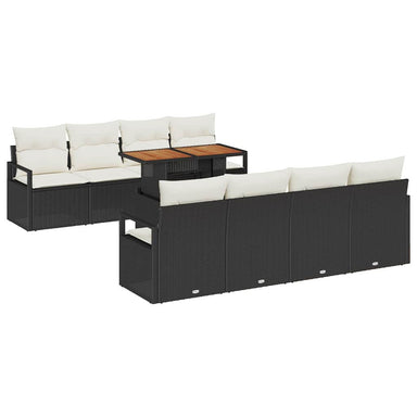 Tuin Sofa Set 9 st 8-Aantal zitplaatsen Zwart en Crème