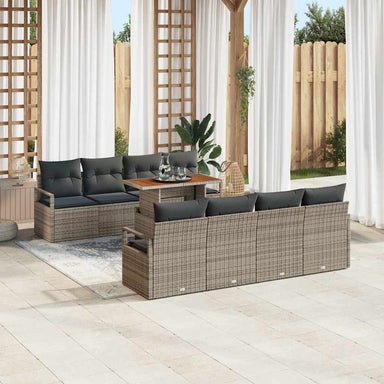 Tuin Sofa Set 9 st 8-Aantal zitplaatsen Grijs en Bruin