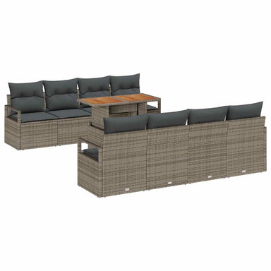 Tuin Sofa Set 9 st 8-Aantal zitplaatsen Grijs en Bruin
