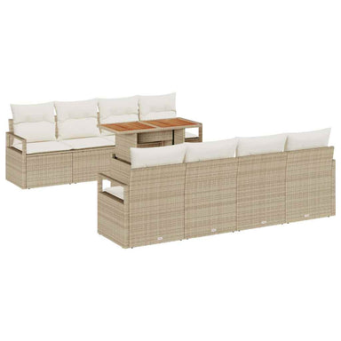 Tuin Sofa Set 9 st 8-Aantal zitplaatsen Beige en Crème