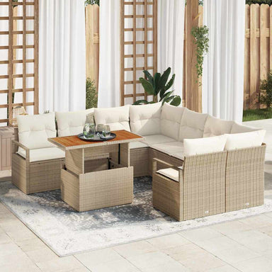 Tuinbankenset 9 st 8-Aantal zitplaatsen Beige en Crème