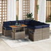 Tuinbankenset 9 st 8-Aantal zitplaatsen Grijs en Marineblauw