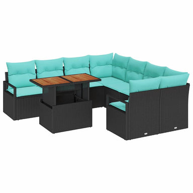 Tuinbankenset 9 st 8-Aantal zitplaatsen Zwart en Teal