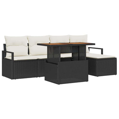 Tuinbankenset 6 st Zwart poly rattan