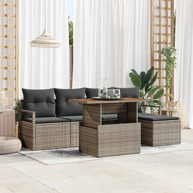 Tuinbankenset 6 st Grijs poly rattan