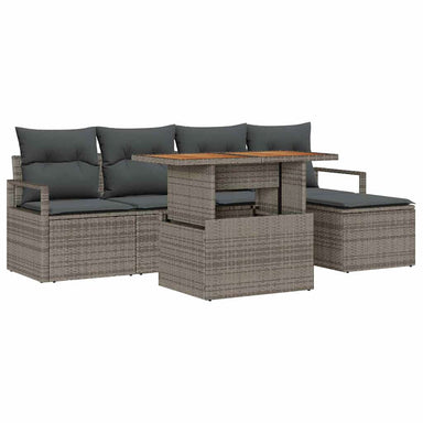 Tuinbankenset 6 st Grijs poly rattan