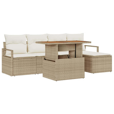 Tuinbankenset 6 st Beige poly rattan