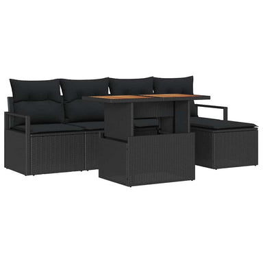 Tuinbankenset 6 st Zwart poly rattan