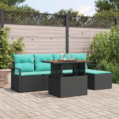 Tuinbankenset 6 st Zwart en Teal